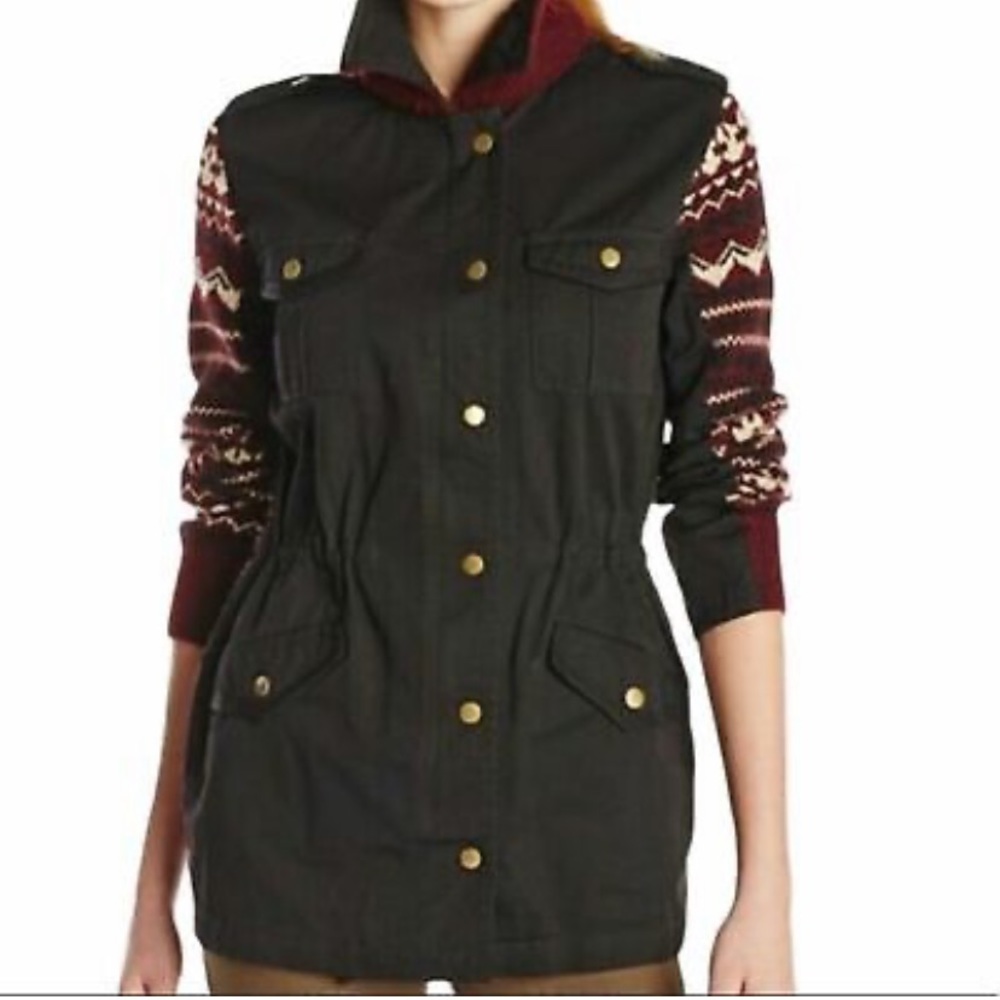 Jessica Simpson Black & Burgundy Shawna Jacket
